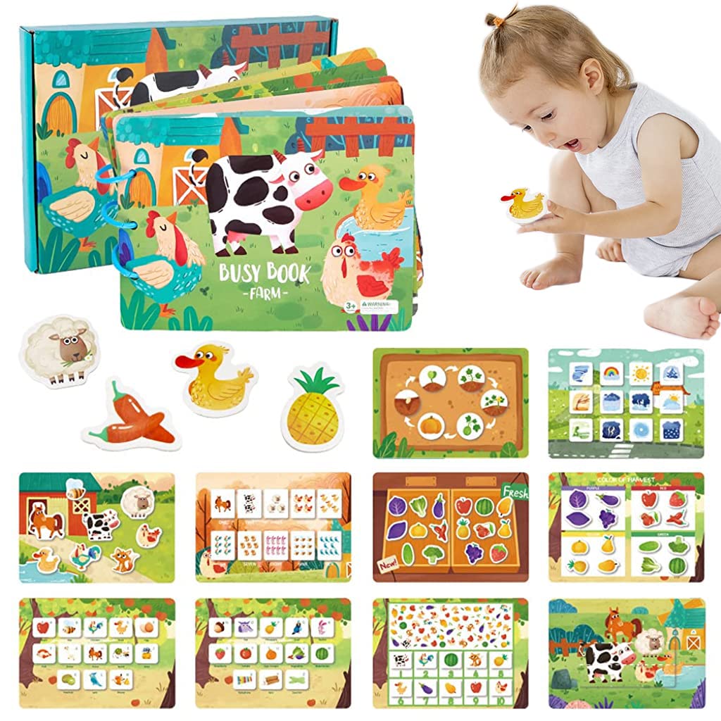PATPAT Montessori Busy Books for Kids, Autism Sensory Educational Toys, 10 Themes Farm Busy Book for Toddlers 1-3 Boys & Girls, Preschool Activity Learning Toys for Kids to Develop Learning Skill PATPAT Montessori Busy Books for Kids, Autism Sensory Educational Toys, 10 Themes Farm Busy Book for Toddlers 1-3 Boys & Girls, Preschool Activity Learning Toys for Kids to Develop Learning Skill